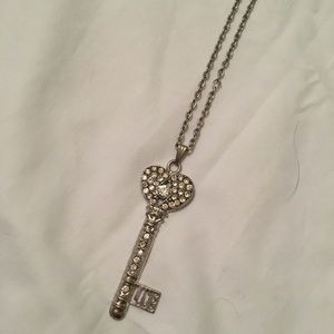 Long silver key necklace